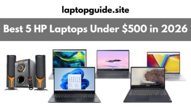Best HP laptops under 500 dollars arranged on desk with HP logo 2026